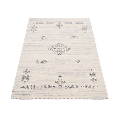 Beige Tribal Center Medallion Hand Loomed Wool Rug