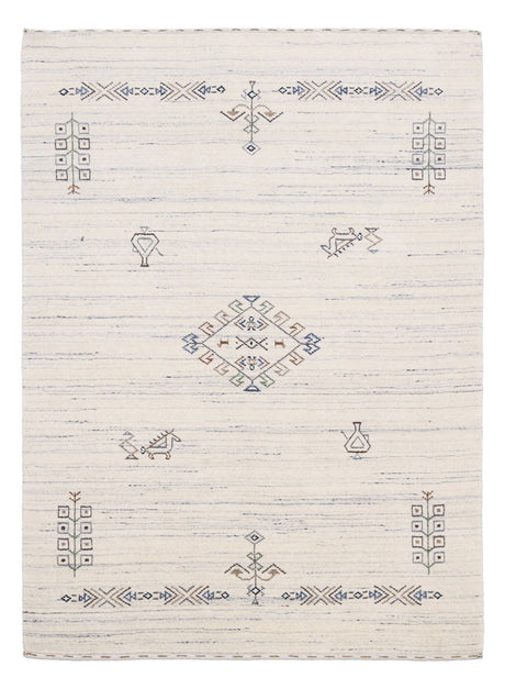 Beige Tribal Center Medallion Hand Loomed Wool Rug