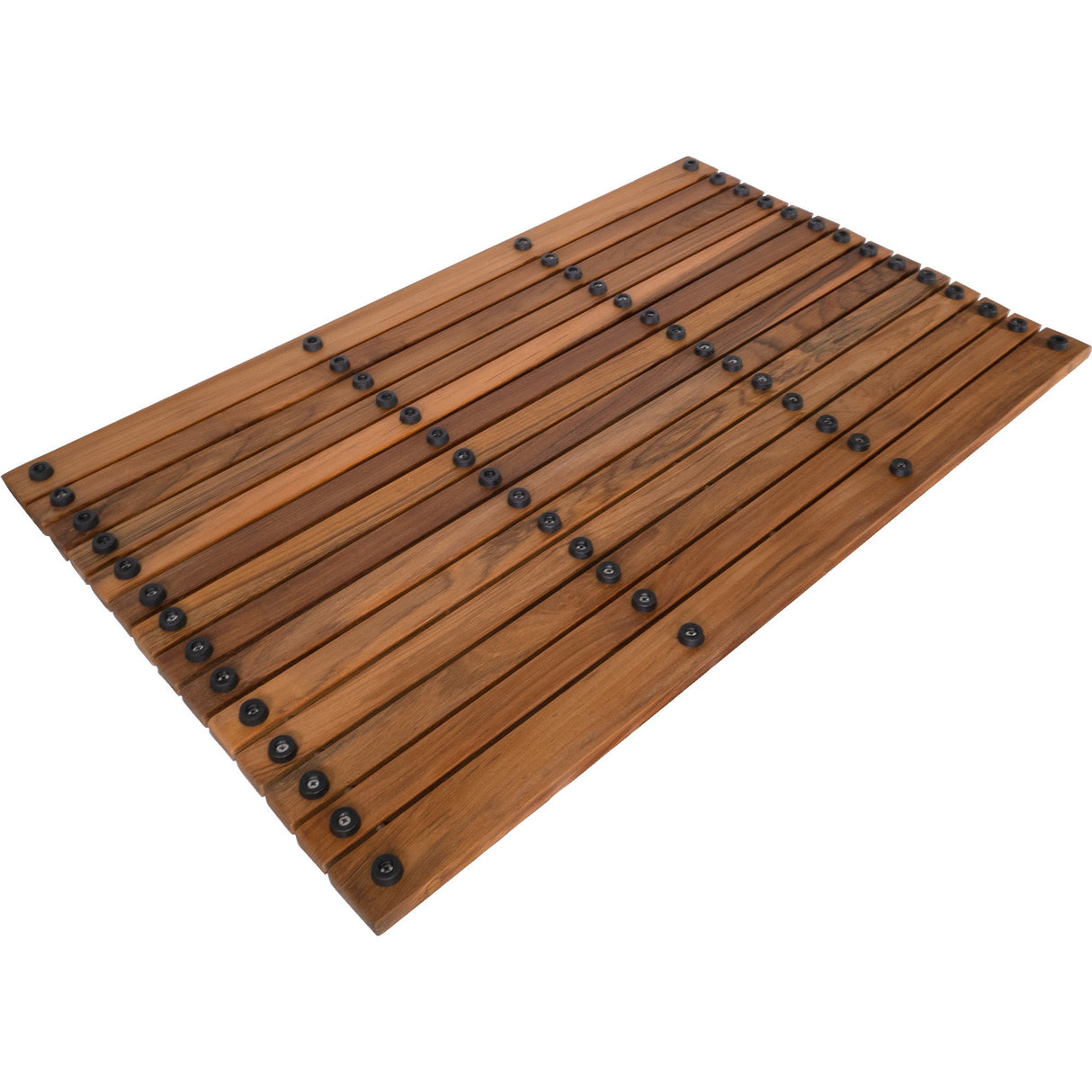 Belize Teak String Mat with Rubber Footing-Bath Mat-Parc Decor