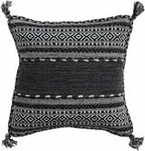 Bensalem Black Geometric Fringe Throw Pillow-Throw Pillows-Parc Decor