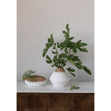 Benton Terracotta Planter with Hand-Woven Rattan Stitching-Planters-Parc Decor