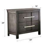 Berenice 23" Transitional Solid Wood 2-Drawer Nightstand-床头柜-Parc Decor