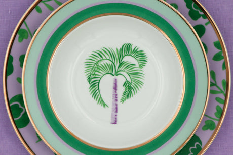 Bernadette Palm Porcelain Soup Bowls – Set of 4 (+1 Bonus Bowl)