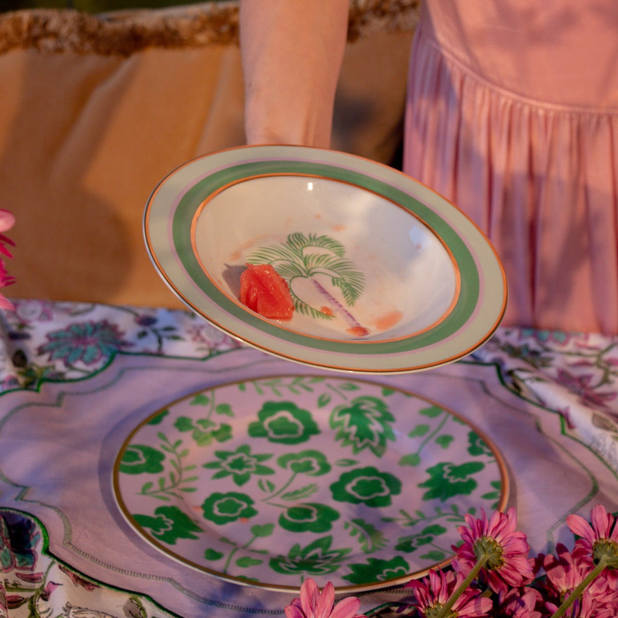 Bernadette Palm Soup Bowl - Set of 4 (+1 Bonus Bowl)-Soup Plate-Parc Decor