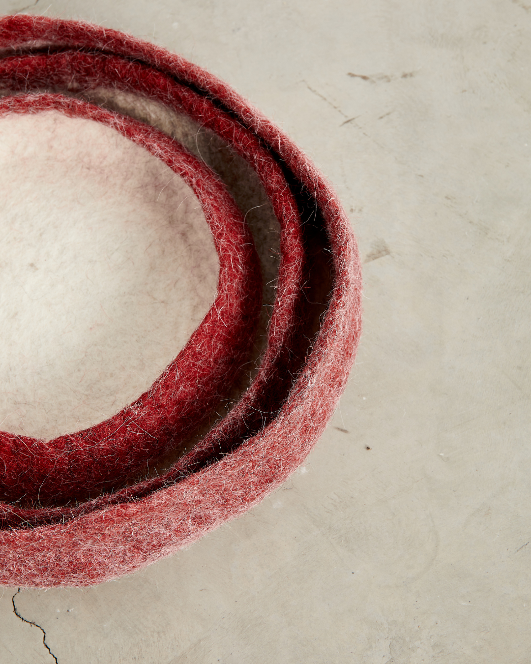 Berry Red Decorative Wool Nesting Bowls-Baskets-Parc Decor