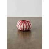 Berry Red Karakul Striped Wool Ukhamba Decorative Bowl