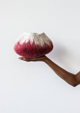 Berry Red Ombre Decorative Wool Ukhamba Bowl-Baskets & Vessels-Parc Decor