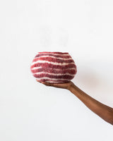 Berry Red Pathways Decorative Wool Ukhamba Bowl-Baskets & Vessels-Parc Decor