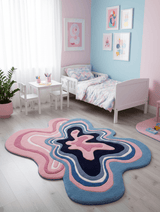 Berry Ripple Blue And Pink Hand Tufted 4x6 Wool Area Rug
