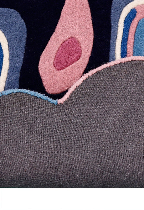 Berry Ripple Blue And Pink Hand Tufted 4x6 Wool Area Rug