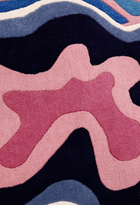 Berry Ripple Blue And Pink Hand Tufted 4x6 Wool Area Rug
