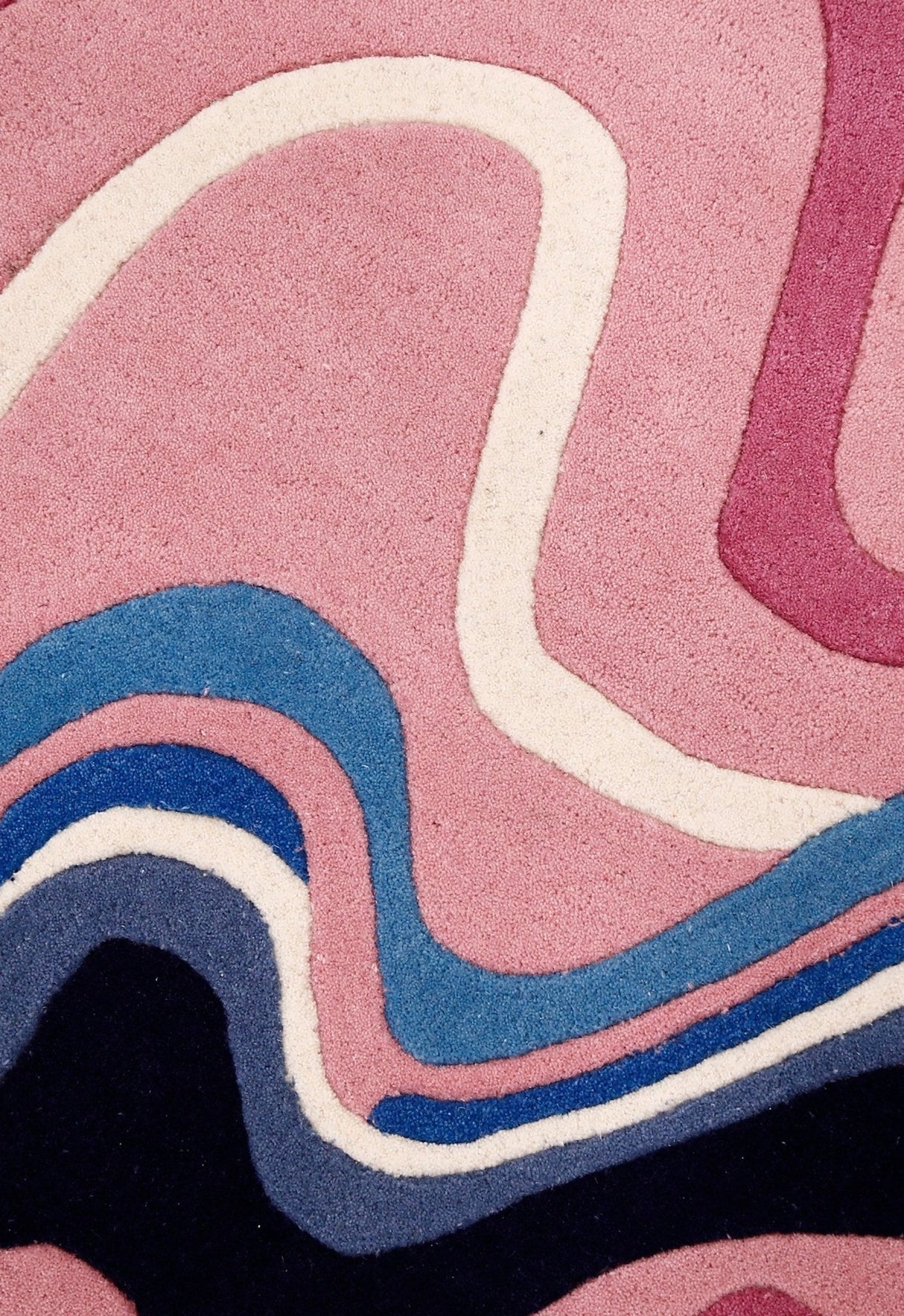 Berry Ripple Blue And Pink Hand Tufted 4x6 Wool Area Rug