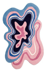 Berry Ripple Blue And Pink Hand Tufted 4x6 Wool Area Rug