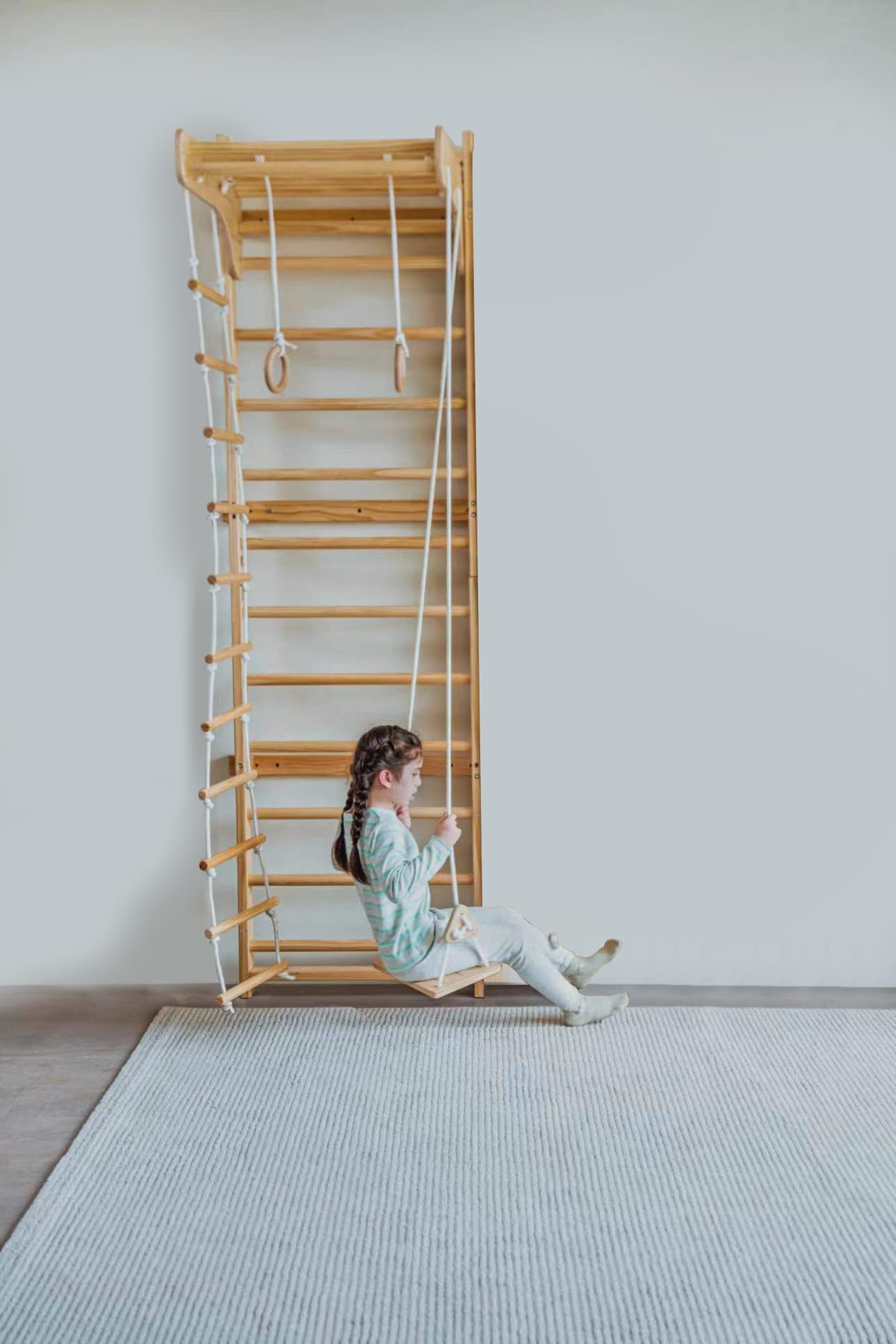 Betula 95" | Swedish Wall Ladder, Indoor Wooden Climber for Kids