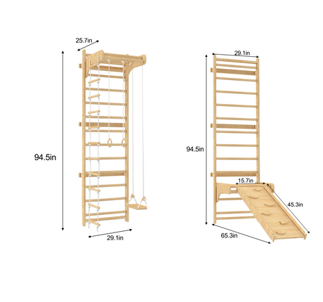 Betula 95" | Swedish Wall Ladder, Indoor Wooden Climber for Kids