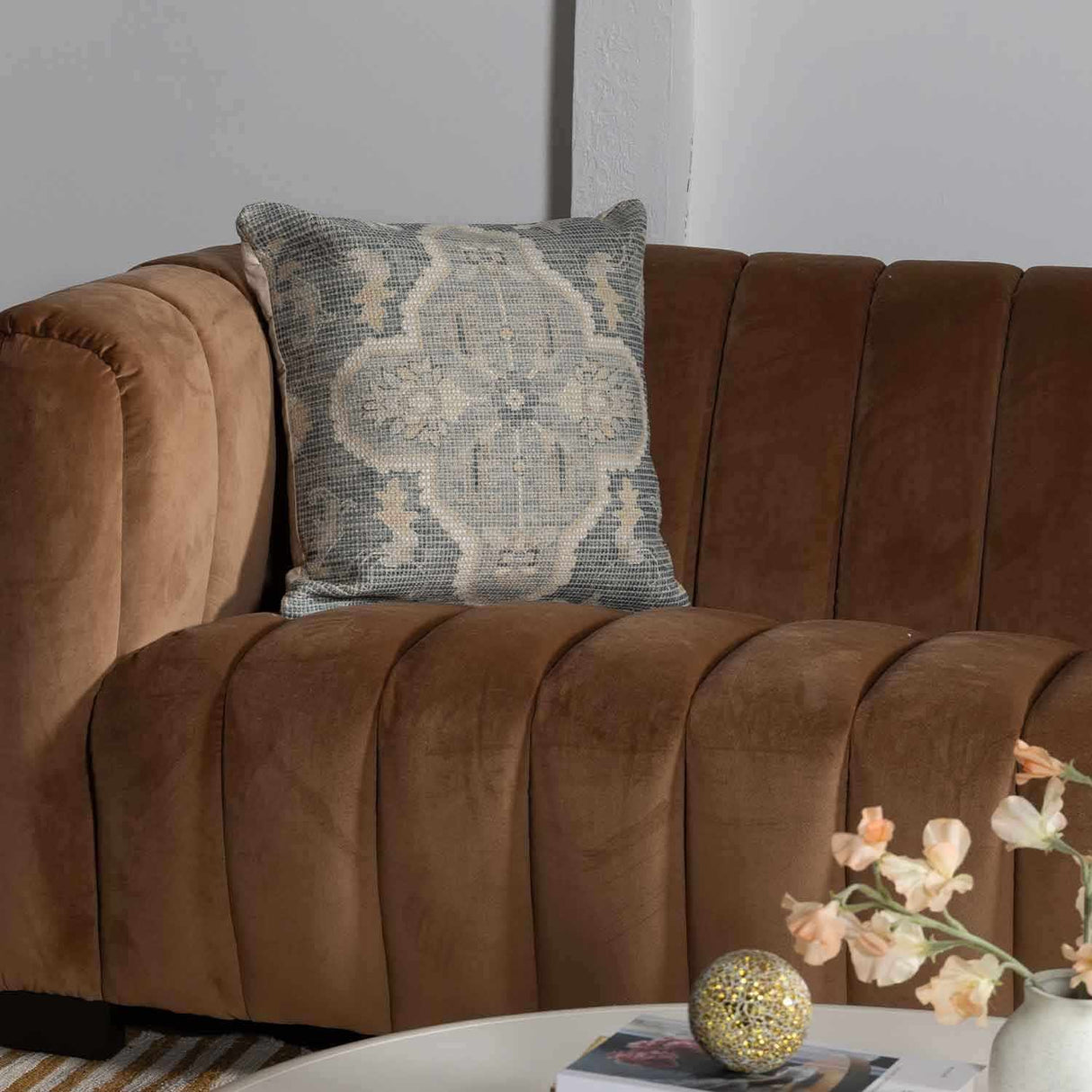 Bigaa Teal Medallion Throw Pillow-Throw Pillows-Parc Decor