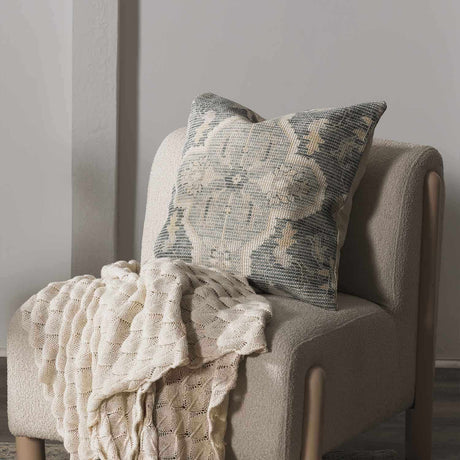 Bigaa Teal Medallion Throw Pillow-Throw Pillows-Parc Decor