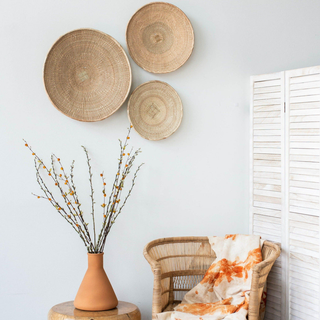 Binga Blonde Natural Woven Wall Basket-Wall Basket-Parc Decor