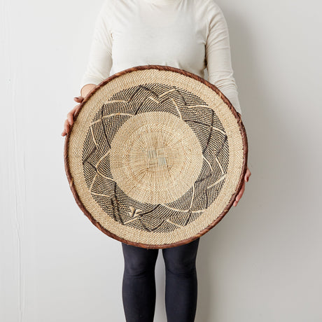 Binga Patterned Brown & Natural Wall Art-Wall Basket-Parc Decor