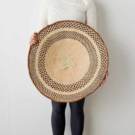Binga Patterned Brown & Natural Wall Art-Wall Basket-Parc Decor