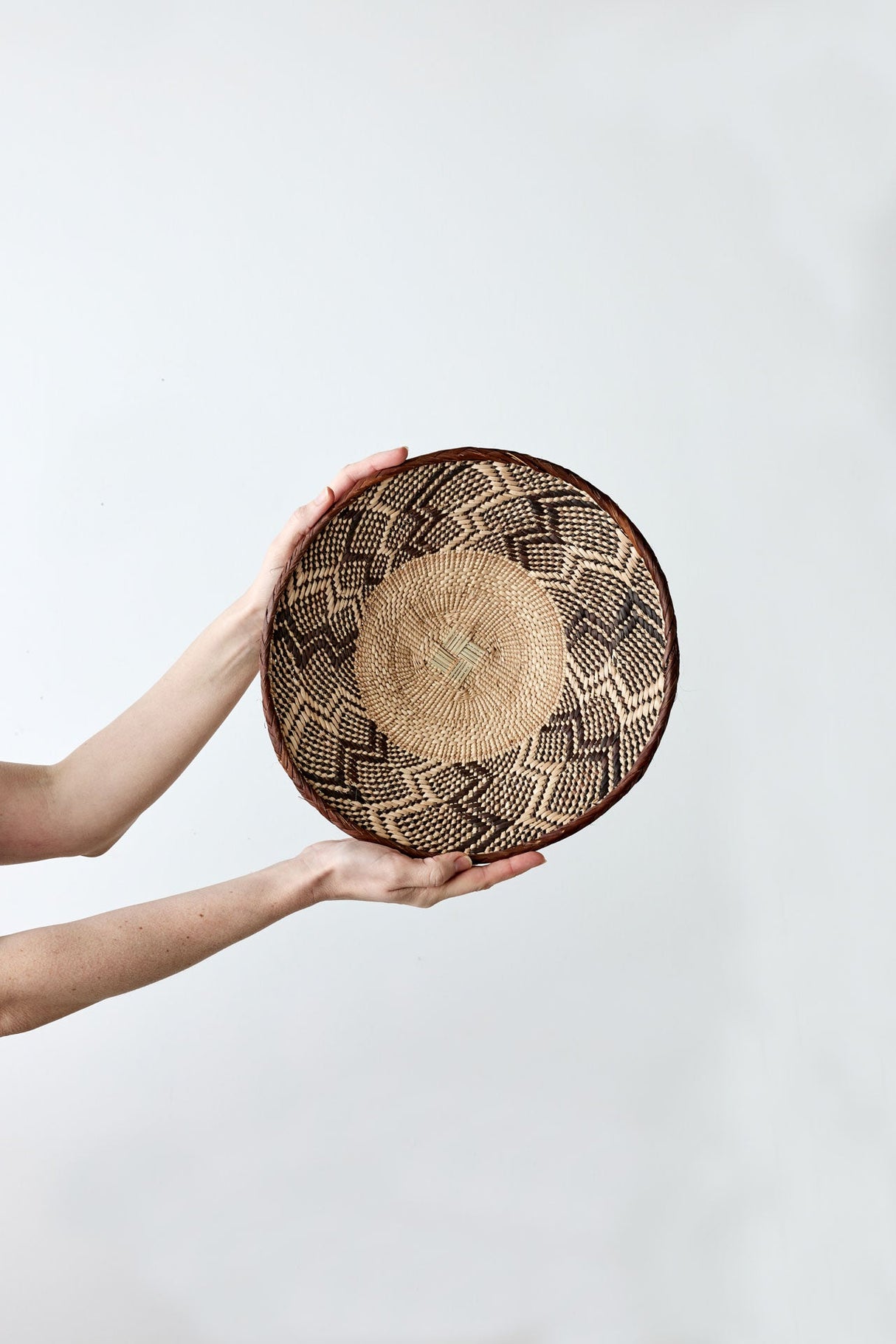 Binga Patterned Brown & Natural Wall Art-Wall Basket-Parc Decor