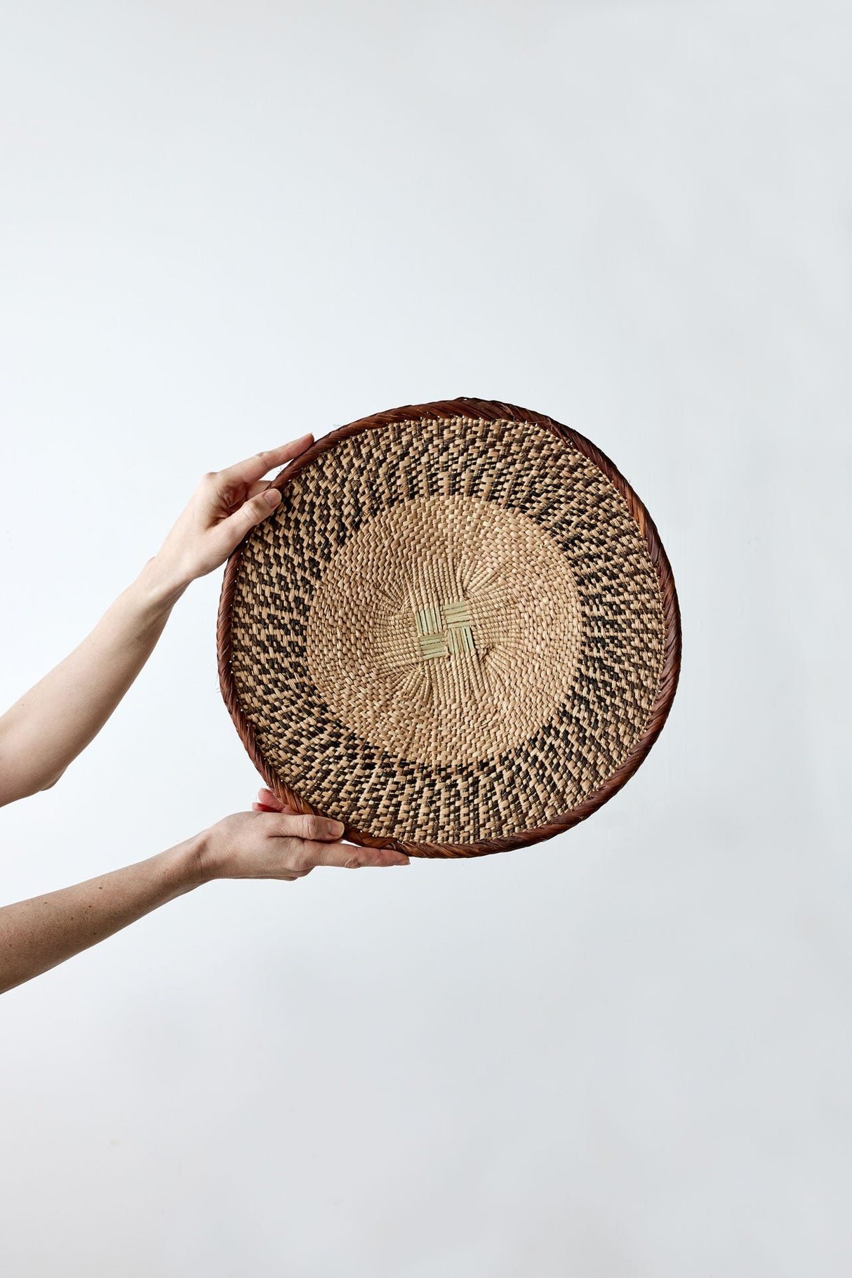 Binga Patterned Brown & Natural Wall Art-Wall Basket-Parc Decor