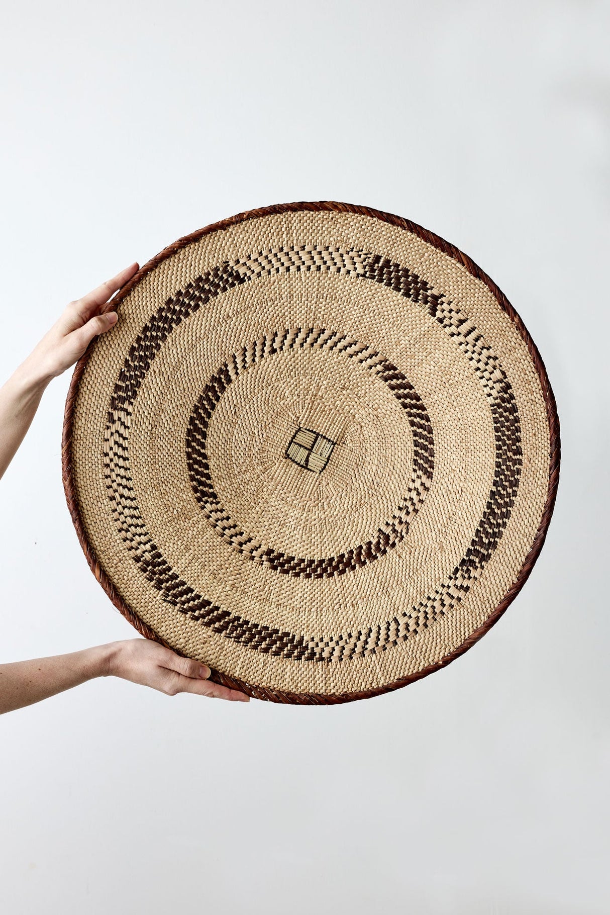 Binga Patterned Brown & Natural Wall Art-Wall Basket-Parc Decor