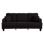 Black 3 Piece Set Comfy Sofa Couch 3-Seater & Loveseat Sofa with Storage Ottoman for Living Room with USB, Side Pockets, Pillows included