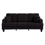 Black 3 Piece Set Comfy Sofa Couch 3-Seater & Loveseat Sofa with Storage Ottoman for Living Room with USB, Side Pockets, Pillows included