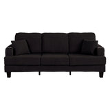 Black 3 Piece Set Comfy Sofa Couch 3-Seater & Loveseat Sofa with Storage Ottoman for Living Room with USB, Side Pockets, Pillows included