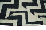 Black and Beige Chevron Design Hand Woven Dhurrie Rug