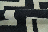 Black and Beige Chevron Design Hand Woven Dhurrie Rug