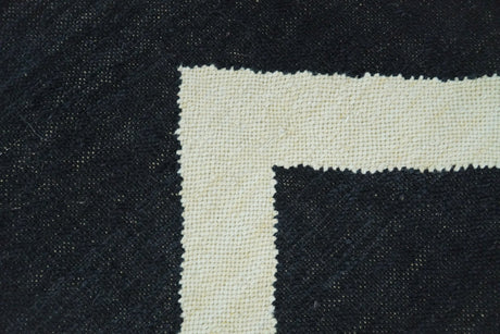 Black and Beige Chevron Design Hand Woven Dhurrie Rug