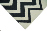 Black and Beige Chevron Design Hand Woven Dhurrie Rug