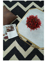 Black and Beige Chevron Design Hand Woven Dhurrie Rug