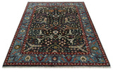 Black and Blue Hand Knotted Traditional Oushak Custom Made Wool Rug