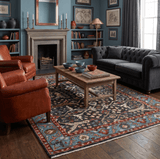 Black and Blue Hand Knotted Traditional Oushak Custom Made Wool Rug