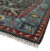 Black and Blue Hand Knotted Traditional Oushak Custom Made Wool Rug