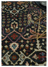Black and Blue Hand Knotted Traditional Oushak Custom Made Wool Rug