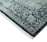 Black and Silver Vintage look Power loomed Art Silk Area Rug