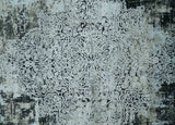 Black and Silver Vintage look Power loomed Art Silk Area Rug