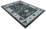 Black and White 6x9, 8x10 and 9x12 Hand Knotted Traditional Persian Oushak Wool and Viscose Rug, Accent Rug | TRDCP840-Area Rug-Parc Decor