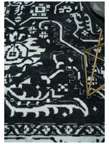 Black and White 6x9, 8x10 and 9x12 Hand Knotted Traditional Persian Oushak Wool and Viscose Rug, Accent Rug | TRDCP840-Area Rug-Parc Decor