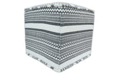 Black and White Handmade Block Printed cotton Pouf