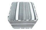 Black and White Handmade Block Printed cotton Pouf
