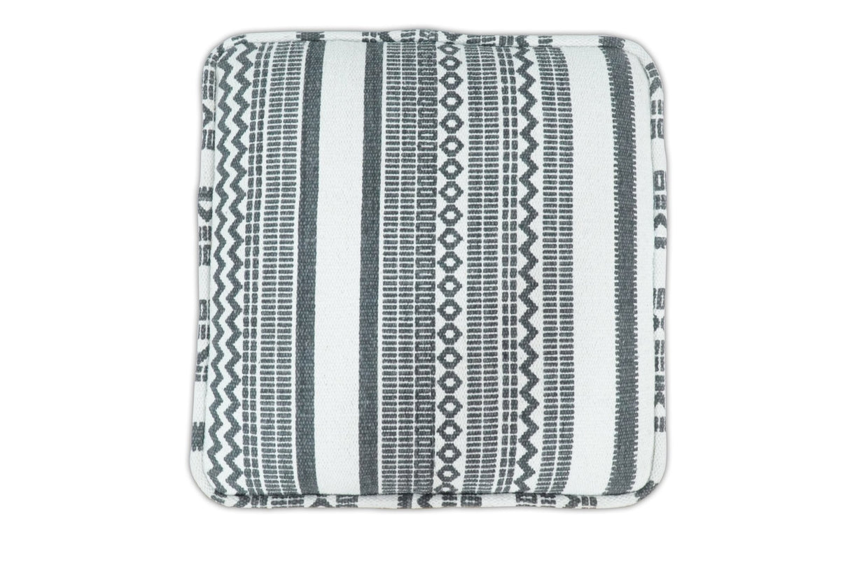 Black and White Handmade Block Printed cotton Pouf Ottoman, Footstool, Side table, Seat , Foot Rest, Living Room, Bedroom | TRD127-Pouf-Parc Decor