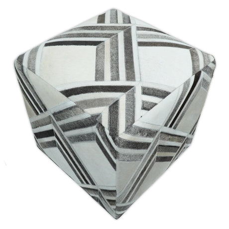 Black and White Luxury Genuine Leather Pouf Ottoman, Footstool, Side table, Seat , Foot Rest, Living Room, Bedroom | TRD284-Pouf-Parc Decor