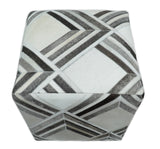 Black and White Luxury Genuine Leather Pouf Ottoman, Footstool, Side table, Seat , Foot Rest, Living Room, Bedroom | TRD284-Pouf-Parc Decor