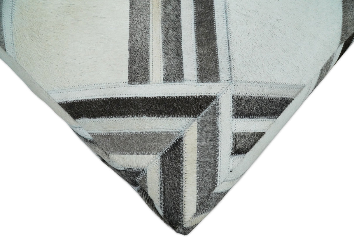 Black and White Luxury Genuine Leather Pouf Ottoman, Footstool, Side table, Seat , Foot Rest, Living Room, Bedroom | TRD284-Pouf-Parc Decor