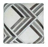 Black and White Luxury Genuine Leather Pouf Ottoman, Footstool, Side table, Seat , Foot Rest, Living Room, Bedroom | TRD284-Pouf-Parc Decor